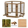 Dog Gate With Door Walk Through 144inch Extra Wide 32inch Tall 6 Panels Foldable Wire Pet Gate Barrier For House Doorway Stairs Pet Puppy Safety Fence