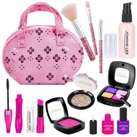 Pretend Makeup Kit for Girls, 12 Pcs Fake Play Makeup Set with Cosmetic Bag, Toddler Cosmetic Vanity Set for 3, 4, 5, 6, 7