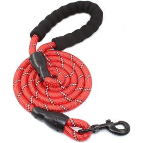 Rope Dog Leash, Heavy Duty Dog Leash with Comfortable Padded Handle and Highly Reflective Threads for Small Medium and Large Dogs, Red