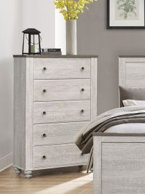 Transitional Rustic Style 1pc Storage Chest of 5 Drawers Two-Tone Antique White and Brown Classic Bedroom Furniture