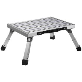 VEVOR RV Steps, Aluminum Alloy Folding Platform Step Adjustable Height, Portable Step Stool with Wide Anti-Slip Surface, Rubber Feet