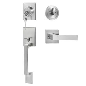 VEVOR Front Door Handle and Deadbolt Set, Satin Nickel Square Handle Set with Lever Door Handle