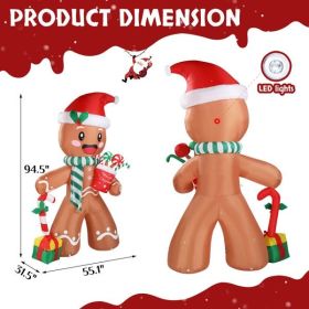 7.9 FT Lighted Christmas Inflatable Decoration, Inflatable Gingerbread Man Outdoor Decoration