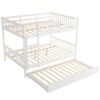 Full Size Bunk Bed with Trundle Bed, with Ladder and Safety Rails Pinewood Bunk Bed White