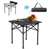 Portable Folding Camping Table for 2-4 Persons, Ultralight Collapsible Table Outdoor Camp Table for Travel Hiking Backyard BBQ Party, 20x20 in, Black