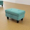 Green Flannel Living Room Sofa Set Ottoman