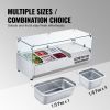 VEVOR Refrigerated Condiment Prep Station, 130 W Countertop Refrigerated Condiment Station, with 1 1/3 Pan & 4 1/6 Pans, 304 Stainless Body and PC Lid