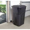 Hyper Tough 32 Gallon Wheeled Heavy Duty Plastic Garbage Can, Attached Lid, Black