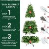 6FT PE/PVC Mixed Automatic Christmas Tree With Lights Xmas Decoration Light Up Holiday Season