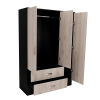 Bolton 120 Mirrored Armoire, Metal Hardware, Double Door Cabinet, Two Drawers, Single Door With Mirror, Rods