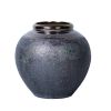 Vintage Smoke Ceramic Vase 8.7"D x 8.7"H - Artisanal Piece for Your Home