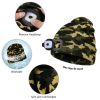 LED Beanie Hat with Light, Unisex USB Rechargeable 4 LED Headlamp Cap, Winter Knitted Headlight, Men Gifts for Dad Husband (Army Green)