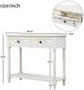 Series Console Table Traditional Design with Two Drawers and Bottom Shelf (Ivory White)