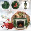 4 Pieces Christmas Decoration Set with Garland Wreath and Entrance Trees