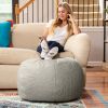 Jaxx Ellis Ottoman Shearling Faux-Lamb Plush Pouf for Modern Interior Design, Large, Smoke