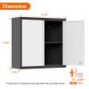 Metal Wall Cabinets For Storage With Lock,Steel Garage Hanging Cabinet With 1 Adjustable Shelf And 2 Doors,Garage Cabinet Upper