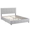 Upholstered Queen Platform Storage Bed Frame with 4 Drawers, Adjustable Headboard with Button Tufted Design, Wooden Slat Support, No Box Spring Needed