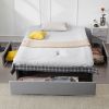 Queen Bed Frame with 3 Large Drawers, Fabric Upholstered Platform Bed, Wooden Slat Support, No Box Spring Needed, Easy Assembly, Light Grey