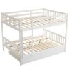 Full Size Bunk Bed with Trundle Bed, with Ladder and Safety Rails Pinewood Bunk Bed White