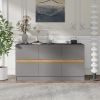 6 Drawer Dresser Long Dresser for Bedroom Wood Clothes Organizers and Wide Storage Drawers 16.34" D x 59.06" W x 23.03"H (Grey)