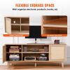 VEVOR Rattan TV Stand, Mid Century Modern TV Stand for 75 inch TV, Boho Rattan TV Cabinet with Build-in Socket and USB Ports