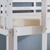 Full Size Bunk Bed with Trundle Bed, with Ladder and Safety Rails Pinewood Bunk Bed White