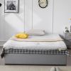 Queen Bed Frame with 3 Large Drawers, Fabric Upholstered Platform Bed, Wooden Slat Support, No Box Spring Needed, Easy Assembly, Light Grey