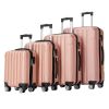 4 Piece Luggage Sets, 16/20/24/28" ABS Durable Suitcase Sets Double Wheels TSA Lock, Rose Gold