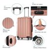 4 Piece Luggage Sets, 16/20/24/28" ABS Durable Suitcase Sets Double Wheels TSA Lock, Rose Gold