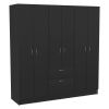 Mitu Six Doors Armoire, Seven Interior Shelves, One Drawer, Rod Black / White