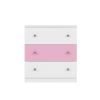 3-Drawer Wooden Nightstand with Colorblock Design and Plastic Handle, Wood Side Table with Storage Cabinet for Bedroom, White+Pink