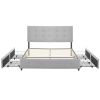 Upholstered Queen Platform Storage Bed Frame with 4 Drawers, Adjustable Headboard with Button Tufted Design, Wooden Slat Support, No Box Spring Needed