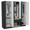 Mitu Six Doors Armoire, Seven Interior Shelves, One Drawer, Rod Black / White