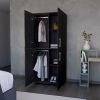 Black 4-Door Armoire