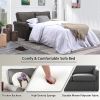 Love seat Sofa Sleeper With Memory Foam Mattress Rolled Arms,Linen Polyester Fabric,Wood and Metal Frame,Plastic Legs Sofa bed Sofa bed, Grey