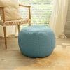 Jaxx Ellis Ottoman Shearling Faux-Lamb Plush Pouf for Modern Interior Design, Small, Mineral Green