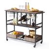 VEVOR 3-Tier Bar Serving Cart Rolling Trolley with Wine Grid Glass Holder 300LBS