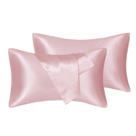 75D Satin Artificial Silk Pillowcase (Option: Pink-Standard 20X26in-1pcs)