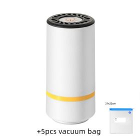 New Mini Vacuum Sealer Kitchen Portable USB Electric AirPump Fresh-Keeping Handheld Vacuum Sealing Machine Packaging Packer For Home (Option: K02 white Add 5pcs vacuum bag-USB)