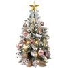 22in Mini Christmas Tree with Light Artificial Small Tabletop Woodland Christmas Decoration with Flocked Snow;  Exquisite Decor & Xmas Ornaments for T