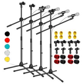 5 Core Tripod Mic Stand Floor Adjustable 31 to 76 Inches Boom Arm Holder Microphone Stands 360 Degree Rotating + Dual Mic - MS DBL (SKU: MS DBL 4PCS)