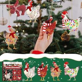 Chicken Hanging Ornament, 4 Pack Hanging Rooster Decorations, Hanging Chicken Christmas Ornaments (Style: A)