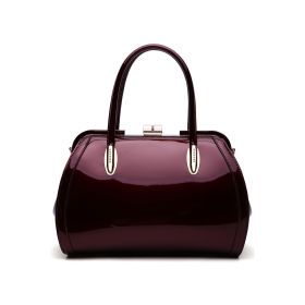 MKF Collection Patent Satchel Handbag by Mia k (Material: Polycarbonate, Color: Burgundy)