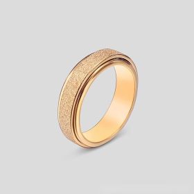 Spinner Ring For Women Men; Anxiety Relief Stainless Steel Golden Silvery Black Rainbow Sand Blast Finish Fidget Ring; Band Wedding Pormise Jewelry (Color: Rose Golden, size: 7)