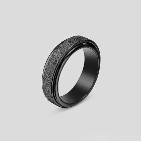 Spinner Ring For Women Men; Anxiety Relief Stainless Steel Golden Silvery Black Rainbow Sand Blast Finish Fidget Ring; Band Wedding Pormise Jewelry (Color: Black, size: 10)