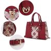 MKF Collection Christine Plaid Vegan Leather Women Satchel Bag with Wallet by Mia k