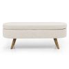 Ottoman Oval Storage Bench,Rubber Wood Legs