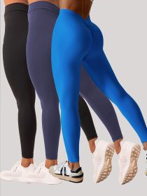 3 Pack Women's Yoga Leggings With High Waistband, Moisture-Wicking, And Stretchy, Perfect For Outdoor Activities And Fitness (Color: 3PACK6, size: M)