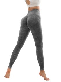 Women's Hollow Wide Band Waist Sports Leggings With Butt Ruching, Scrunch Butt Lifting Tights Seamless Yoga Tummy Control Pants (Color: Balck, size: M)