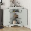 Triangle Bathroom Storage Cabinet with Adjustable Shelves, Freestanding Floor Cabinet for Home Kitchen